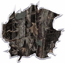 Oak Camouflage Hunting Ripped Vinyl Graphic Decal