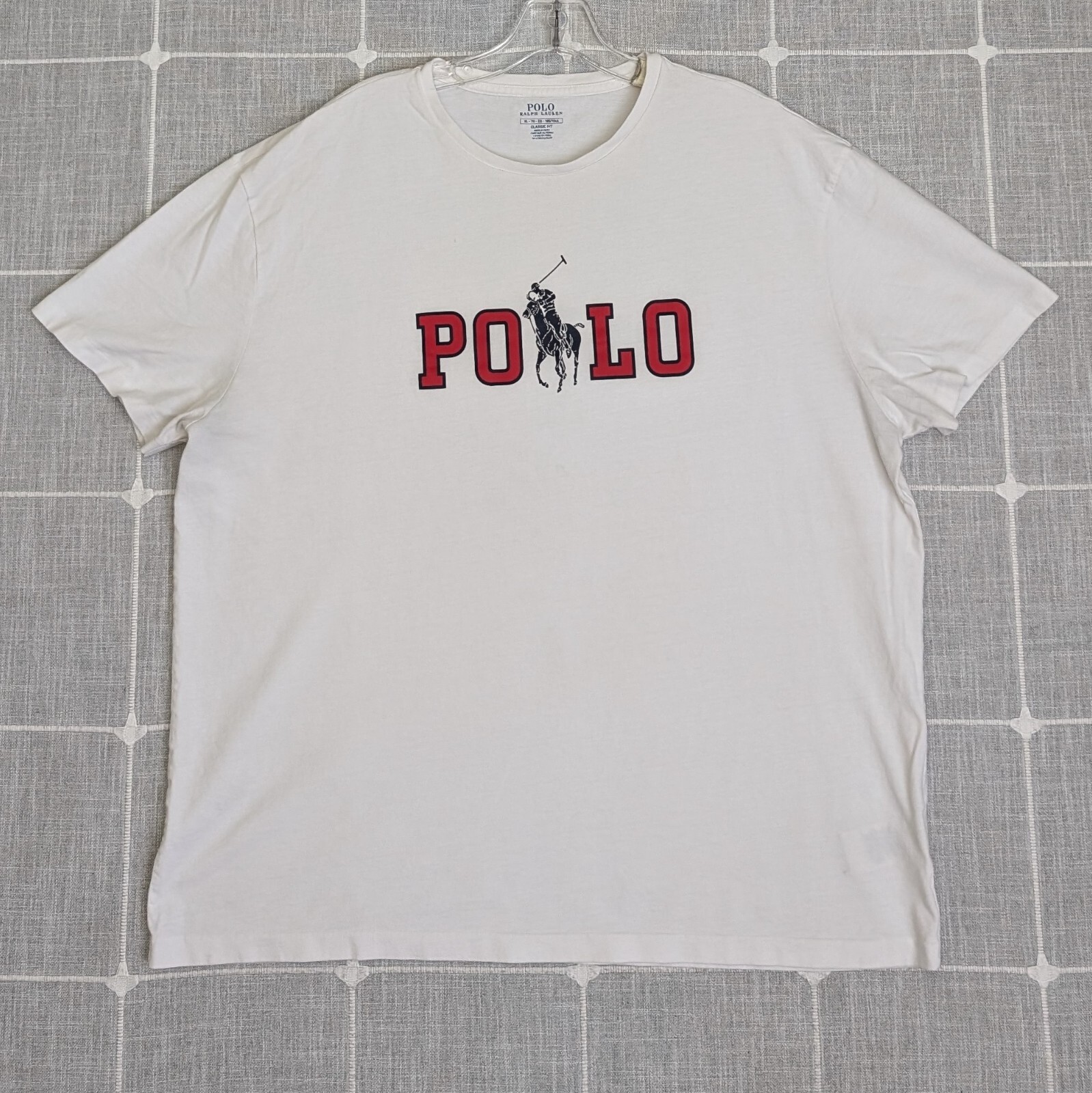 Polo Ralph Lauren Camicia Uomo XL Bianco Logo Incantesimo Pony Out Vestibilità Classica Macchie Leggi