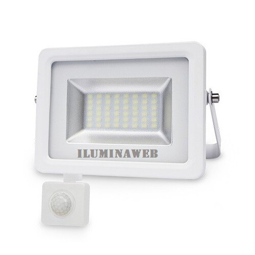 Foco proyector Blanco 20w LED, Luz Blanca 6000k Sensor detector movimiento, IP65