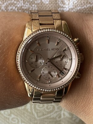 Michael Kors Ritz MK6307 37mm Stainless Steel Case with Rose Gold Plated...