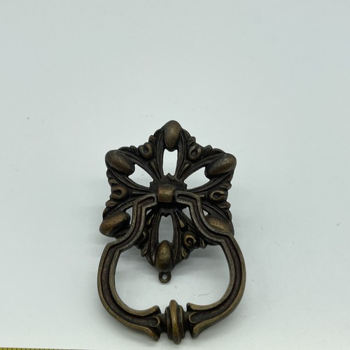 Antique Cast Brass Drop Ring Drawer Pull w/ Hardware Single Hole Drop Pull Star