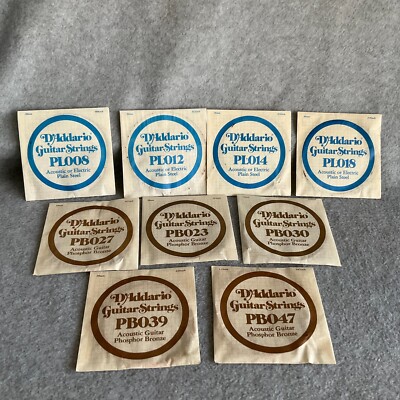 Lot of 9 Vtg D'Addario Acoustic Guitar Strings - Phosphor Bronze & Steel