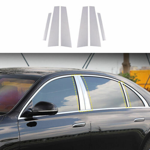 Silver Titanium Window Sill Molding Trim 6PCS for Mercedes S-Class 2021-2022
