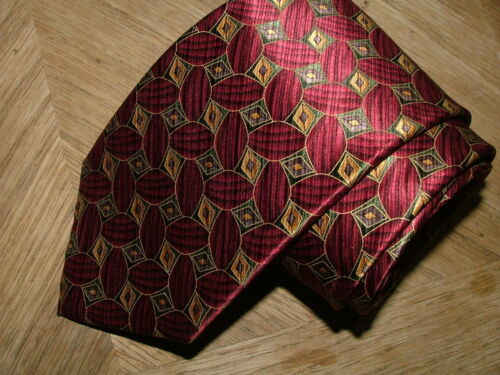 MENS JOS A BANK EXECUTIVE COLLECTION TIE 100% SILK BURGUNDY GOLD FLORAL #425