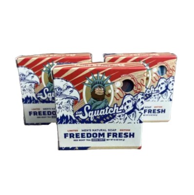 DR. Squatch Freedom Fresh Bar Soap - 5oz Lot Of 3 Bars - Free Shipping