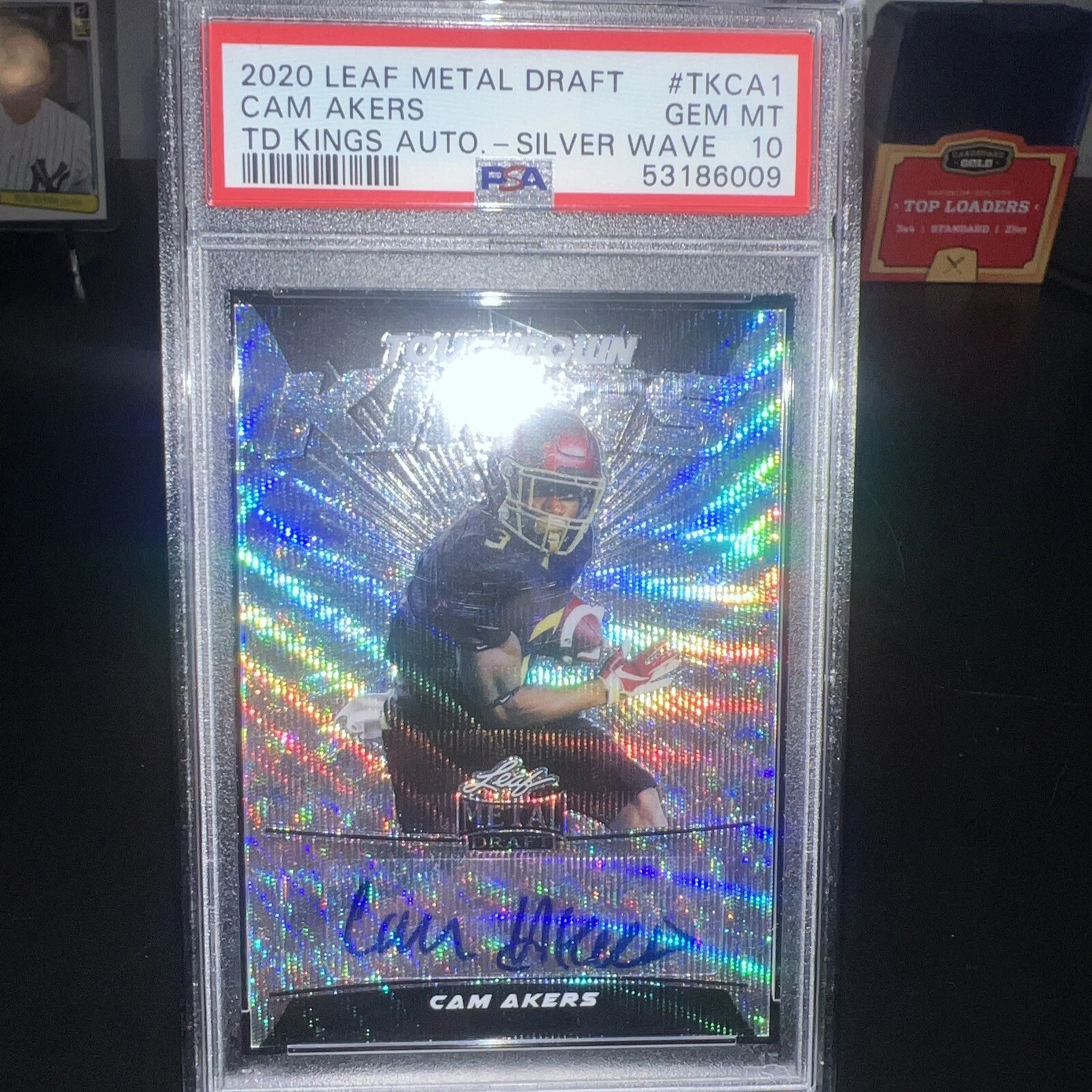Cam Akers Leaf Metal Draft Touchdown Kings Autographs #TKCA1 Silver Wave