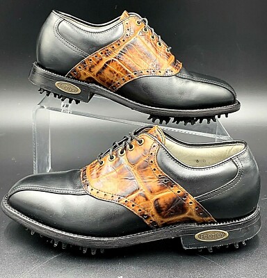 VTG FootJoy Classics Dry Premiere Mens 6D Golf Shoes BLK/BRN  display picture 2