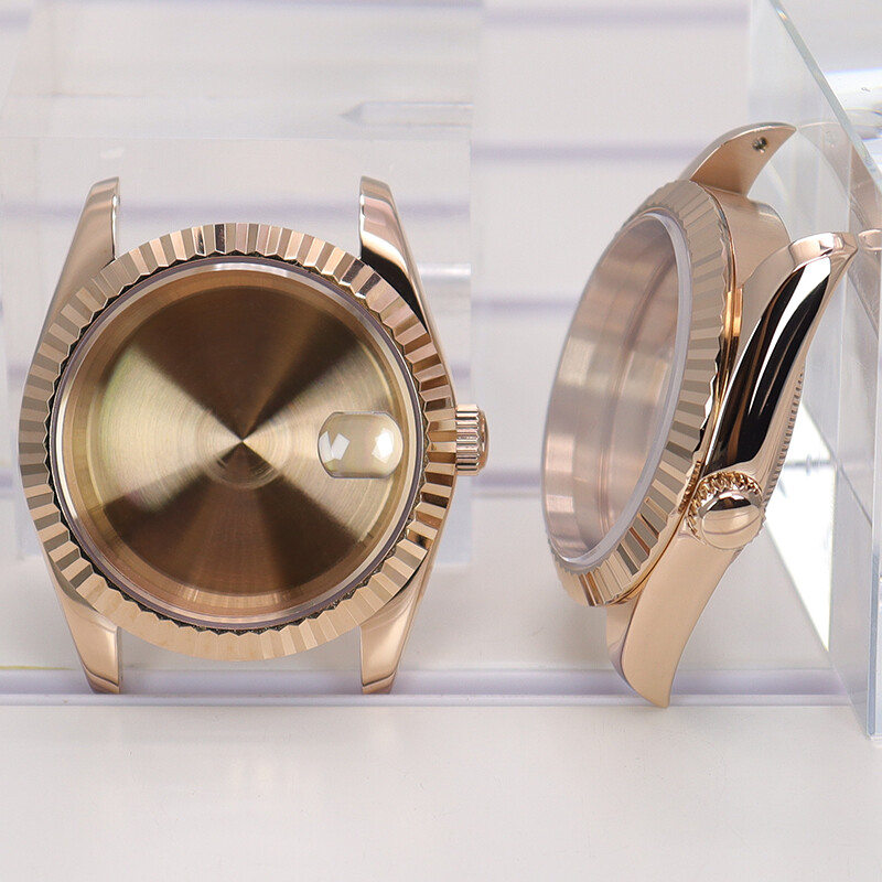 36/40mm Rose Gold Modify SUB Mod Watch Case Sapphire Glass For