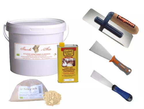 Profi Komplettset 25Mq Stucco Veneziano Spachtelputz , Pigment , Wachs + Kellen - Bild 1 von 11