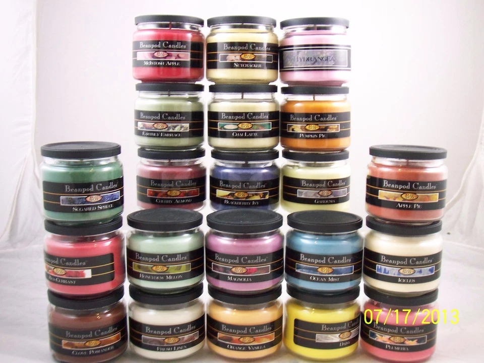Velas Beanpod soja 4,5 oz. Tarro de cristal 12 piezas Lote-- Vainilla, Crema Batida Foto 2 de 3
