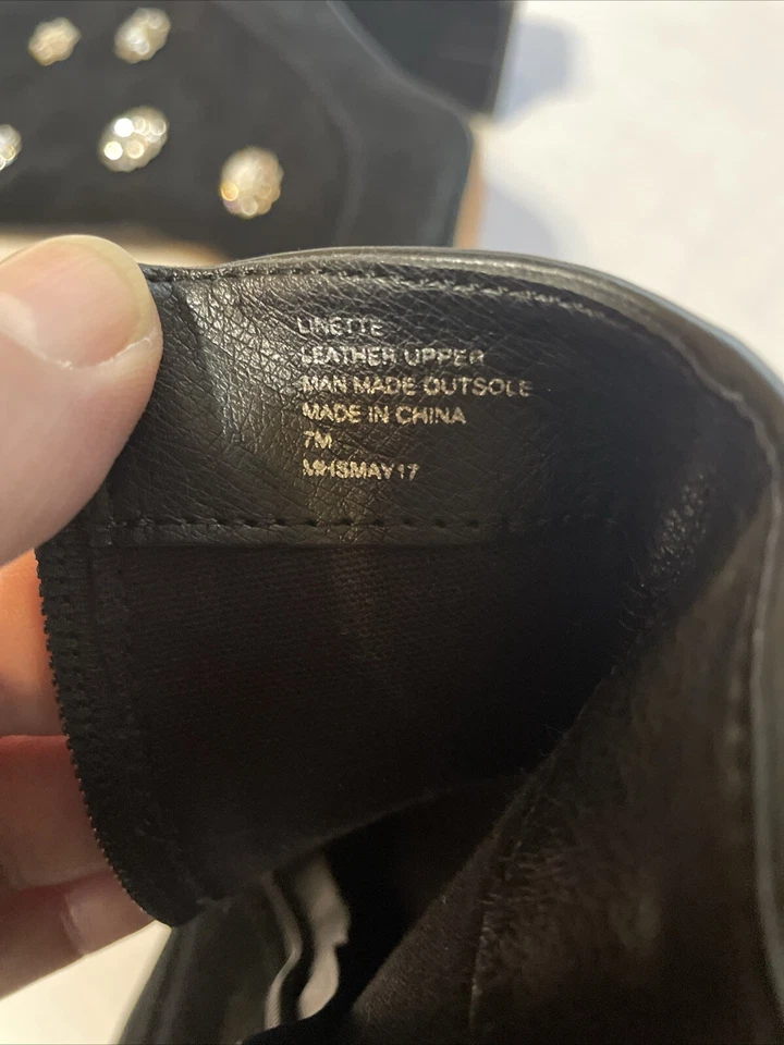 Nanette Lepore Botines Mujer Talla 7 M Negro Gamuza Cuero Joya Incrustada Foto 3 de 4