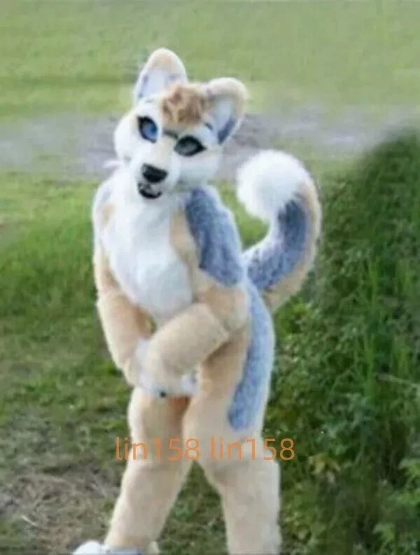Disfraz de mascota de zorro husky de piel larga traje de Halloween disfraces Foto 3 de 3
