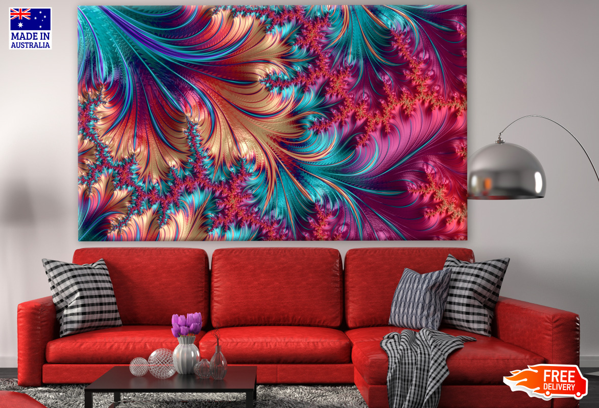 Colorful Abstract Fractal Design Wall Canvas Home Decor Australian Made Quality