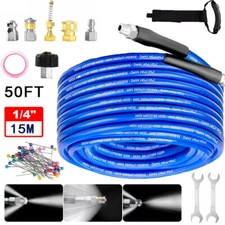 50FT 5800PSI Sewer Jetter Nozzles Kit for Pressure Washer Drain Cleaning Pipe