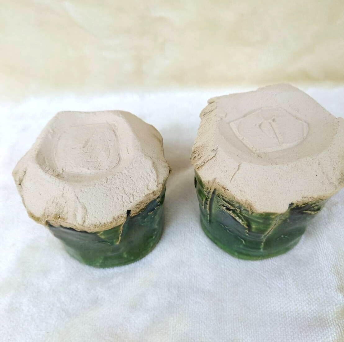 Japanese Oribe Ware Cup Set of 2 Pair cup pottery tableware w/ box