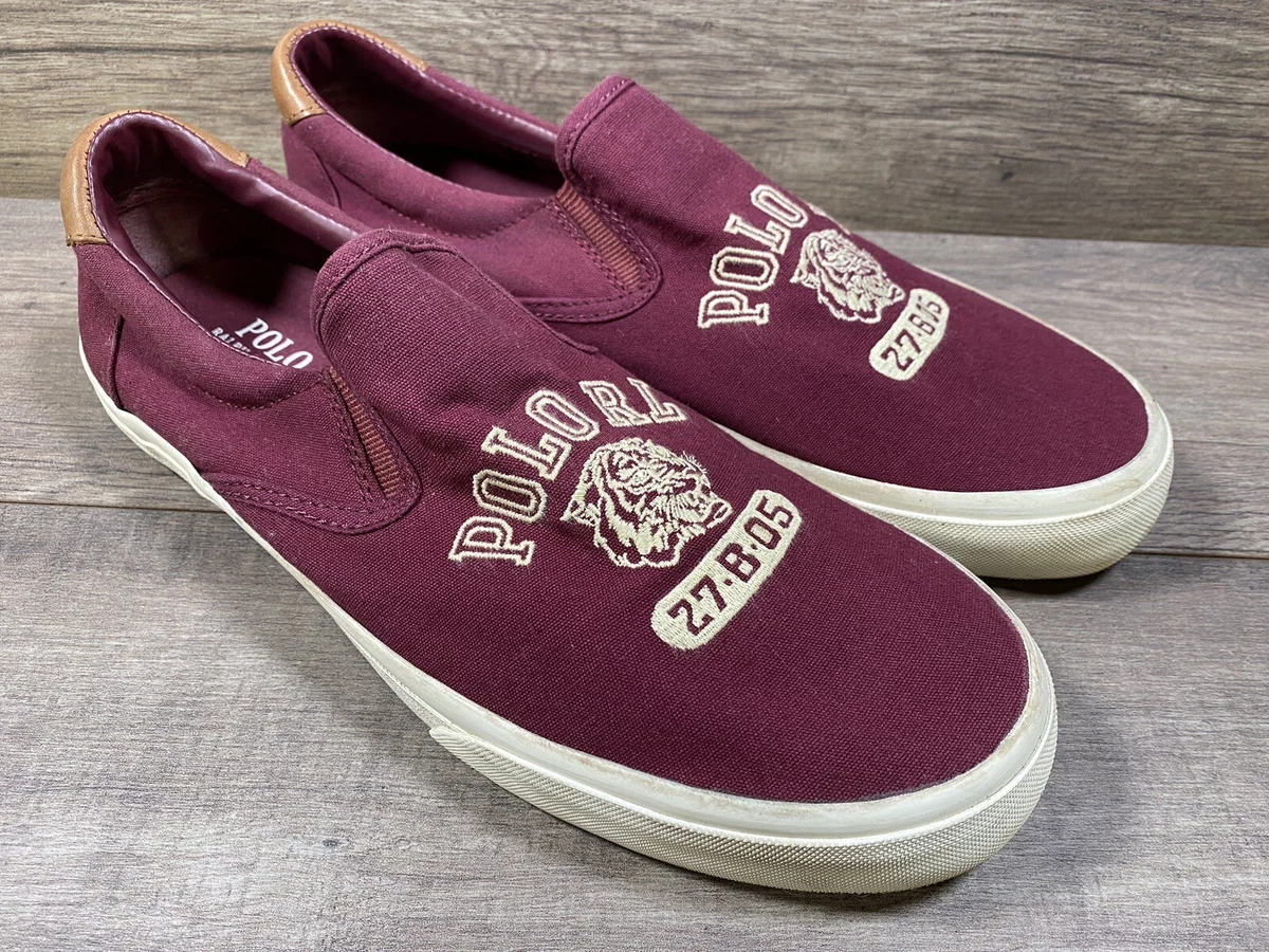 Polo Ralph Lauren Thompson P Tiger Slip On Shoes Loafers Burgundy