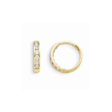 14K Yellow Gold Clear CZ 2.1mm Hinged Hoop Earrings Madi K Children's Jewelry
