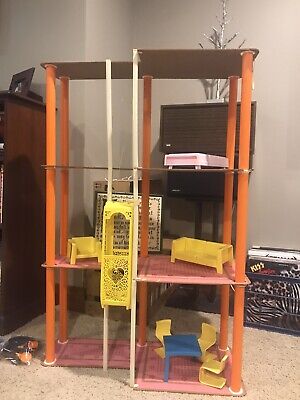 70s Vintage Barbie Townhouse Elevator Dollhouse Playset Furniture Bed Table |