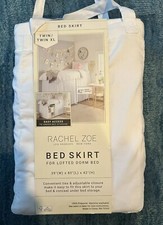 Rachel Zoe Bed Skirt Lofted Bedroom Dorm Bed Twin / XL White Elegant Bedding NEW