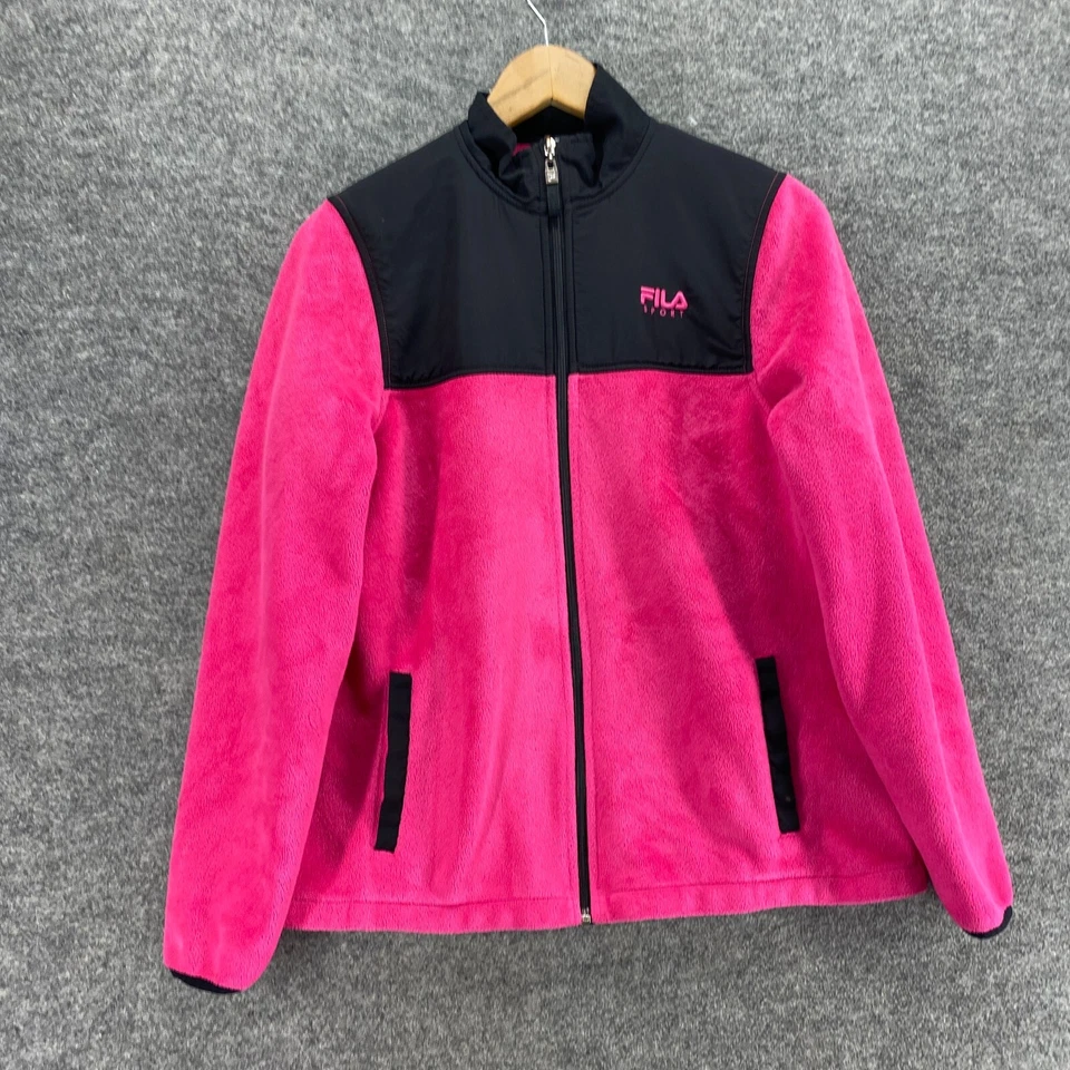 Chaqueta Fila Mujer S Pequeña Rosa Relleno Cremallera Cuello Alto Manga Larga Bolsillos Vellón Foto 4 de 4