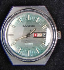 Sandoz Two Tone Dial Men's Automatic FHF 908 Vintage Swiss Watch--Running/Repair