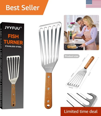 #ad Fish Turner Spatula Stainless Steel 11quot; Metal Slotted Spatula for Non Stick ... $7.59