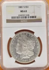 1881 S Morgan Silver Dollar NGC MS63 $1 Coin UNC Blast White Reflective