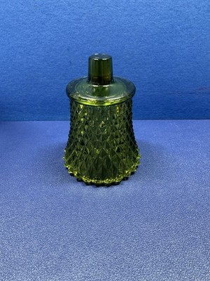 Vintage Avocado Green Diamond Point Glass Peg Tea Light Votive Holder