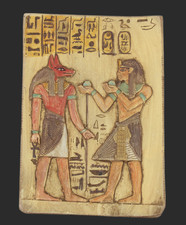 UNIQUE HANDMADE PHAROH ANCIENT EGYPTIAN Wooden Stella For Anubis and Tut Stela