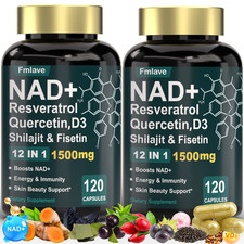 2x NAD Supplement 1500mg with Resveratrol  Cellular Health  Energy  240 Caps