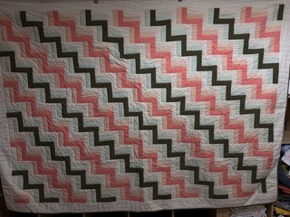 Vintage Handmade Hand Quilted Streak Of Lightening Quilt 62x86 twin #266