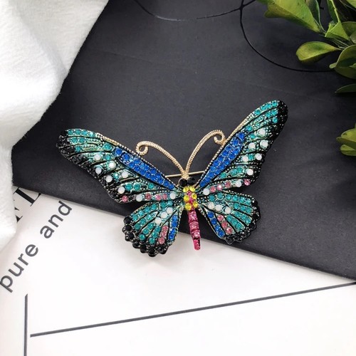 Creative Retro Animal Plant Crystal Brooch Pin For Women Lady Crystal Corsage - Picture 10 of 38