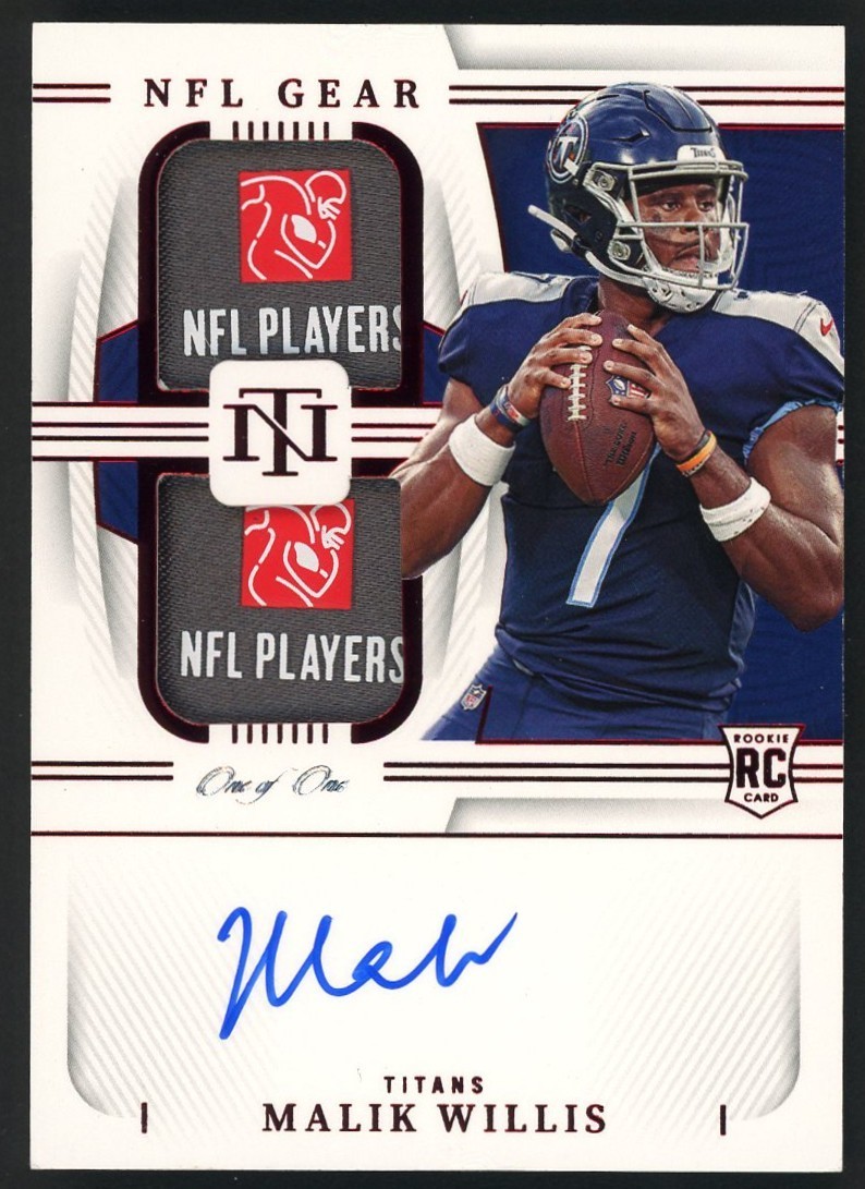 Malik Willis Panini National Treasures Rookie NFL Gear Signature Combos #MW Laundry Tag Brand Logo 1/1