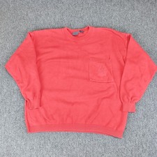 Lizwear Vintage 90s Crest Pocket Sweater Womens Large Red 100% Cotton USA Made
