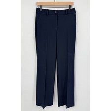 Talbots Pants Womens 4P Navy Blue Windsor Wide Straight Leg Career Trousers