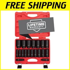 Dual Size Markings SAE Impact Socket Set, 1/2" Drive - 19 Pc