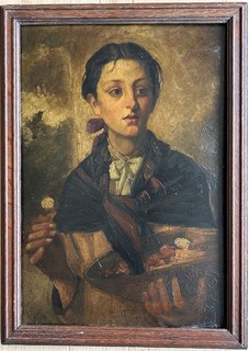 19/ th Cen. Continental School PORTRAIT of a YOUNG WOMAN Antique Oil Painting