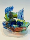 Vintage Murano Style Art Glass Candy Dish Ashtray Bright Fish