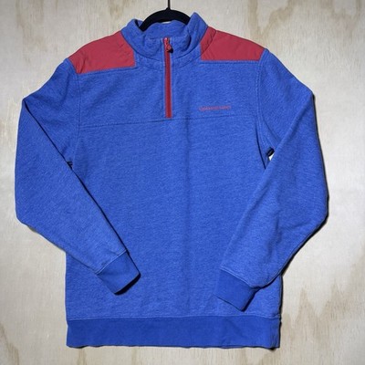 Vineyard Vines Womens Small 1/4 Zip Pullover Sweater Blue Red Preppy Coastal