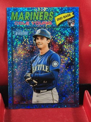 Cole Young 2026 Topps Heritage RC Aqua Sparkle Refractor #142 Mariners