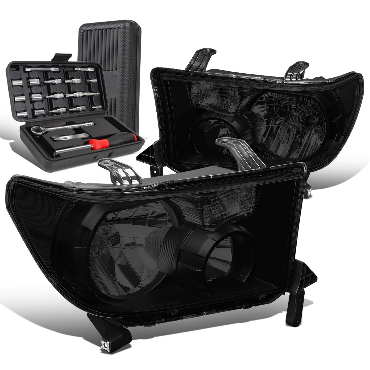 2007-2013 Toyota Tacoma Sequoia Tinted Clear Side Headlight Lamp with Tool Box