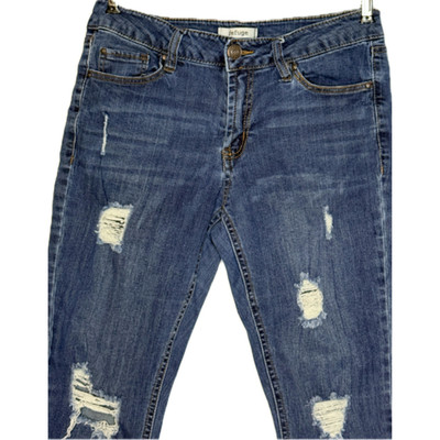 Refuge Women's Distressed Jeans, Raw Hem, RP9 Medium Wash Size: 8
