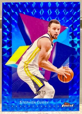 COLOR & JERSEY NUMBER MATCH! 2024-25 Topps Finest Stephen Curry Blue Geo 30/75!
