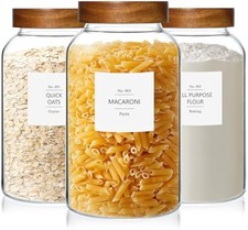 88oz Glass Jars w/Acacia Lids Flour Sugar Storage Containers 3Pcs Large