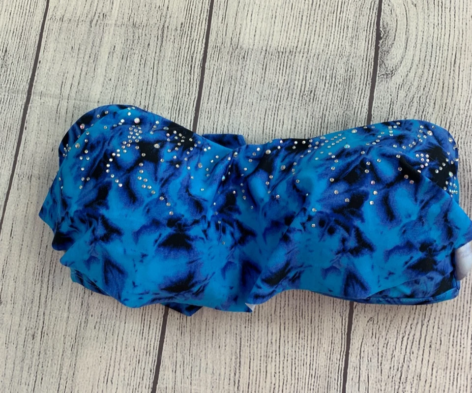 Parte superior e inferior de bikini Miss Me talla grande azul tie dye estrás detalles Foto 2 de 4