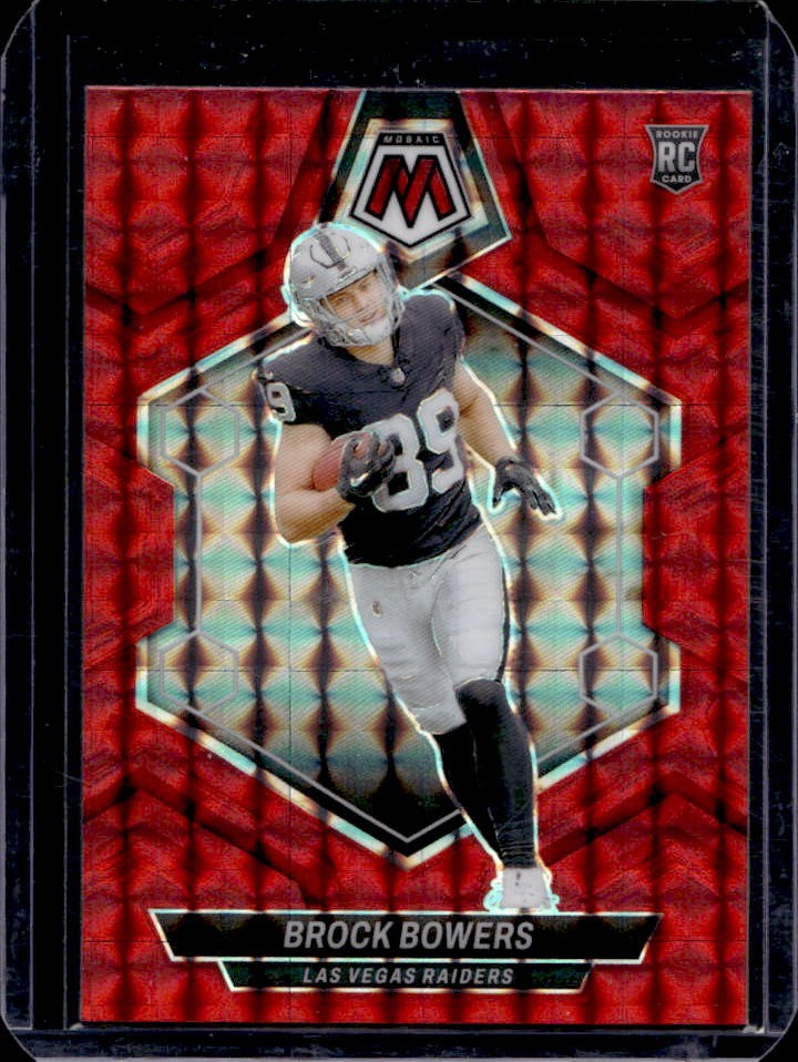 2024 Mosaic Brock Bowers RC Red Prizm Rookie #313 Raiders