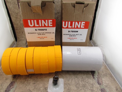 Uline Monarch 1131 labels White And Florescent Orange 14 Rolls