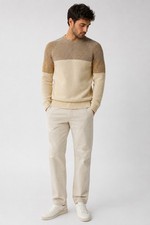 Nautica Colorblock Knit Sweater  Men  s Medium  Cozy Neutral-Tone Pullover
