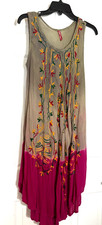 Boho Elle Rebel Love Clothing  Magenta / Tan Embroided Flowy Beachy Dress