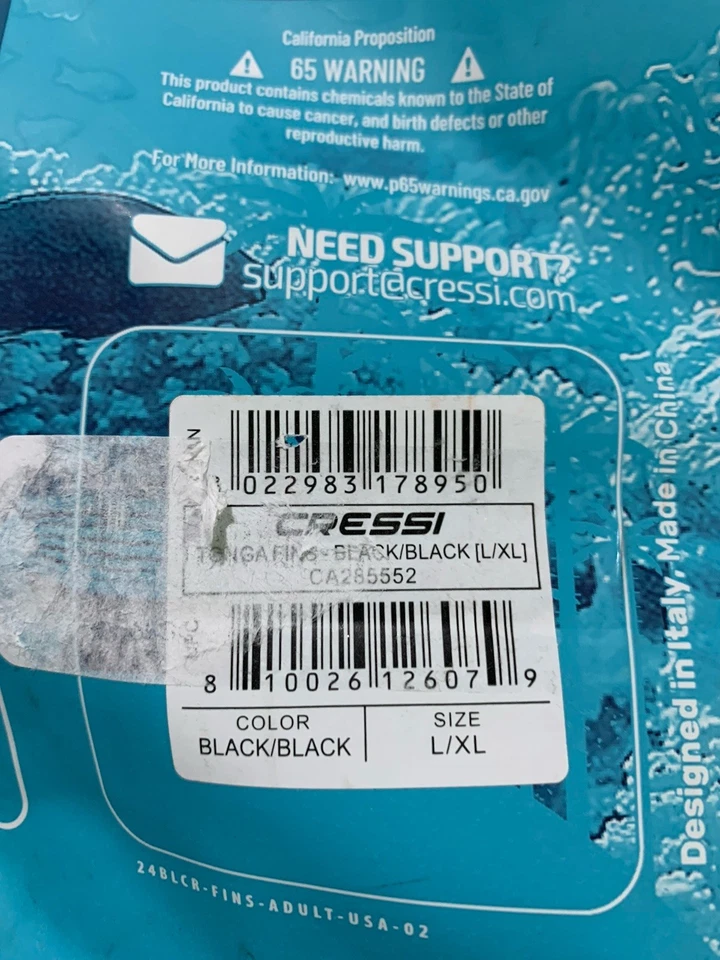 CRESSI Tonga Fins Verstellbare Kurze Flossen Tauchen 42-47 L/XL Schwarz - Bild 4 von 4